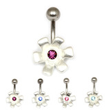 view all Belly Bar - Jewelled Flower (TU13) body jewellery
