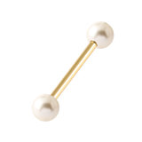 view all Zircon Steel Micro Barbell with Acrylic Pearl Balls 1.2mm body jewellery