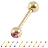 view all Zircon Steel Single Jewelled Barbells (Gold colour PVD) body jewellery