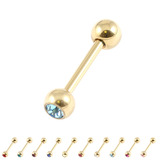 view all Zircon Steel Single Jewelled Micro Barbells (Gold colour PVD) body jewellery