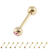 view all Zircon Steel Double Jewelled Micro Barbells (Gold colour PVD) body jewellery