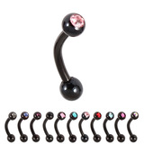 view all Black Titanium Single Jewelled Micro Curved Barbells 1.2mm body jewellery