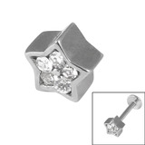 view all Steel Threaded Attachment - 1.6mm Cast Steel Jewelled Star body jewellery