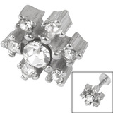 view all Steel Threaded Attachment - 1.2mm and 1.6mm Cast Steel Jewelled Snowflake body jewellery