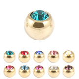 view all Zircon Steel Jewelled Balls 1.2mm (Gold colour) body jewellery