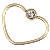view all Zircon Steel Jewelled Continuous Heart Twist Rings (Gold colour PVD) body jewellery
