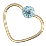 view all Zircon Steel Glitzy Continuous Heart Twist Rings (Gold colour PVD) body jewellery