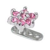 view all Titanium Dermal Anchor with Steel Claw Set Jewelled Flower body jewellery