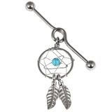 view all Steel Industrial Scaffold Barbell with Dreamcatcher IND18 body jewellery