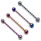 view all Steel Striped Industrial Scaffold Barbell 1.6mm 30-40mm body jewellery