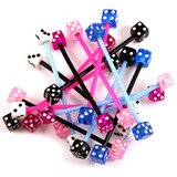 view all Bioflex Industrial Scaffold Barbells - Acrylic Dice body jewellery