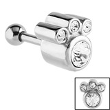 view all Steel Jewelled Paw Print Micro Bar body jewellery