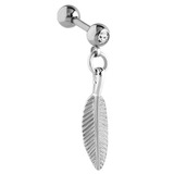 view all Steel Feather Dangle Charm Tragus Helix Bar body jewellery