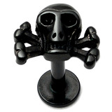 view all Black Steel Labret with Black Steel Skull and Crossbones body jewellery