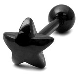 view all Black Steel Barbell with Black Steel Star 1.6mm body jewellery