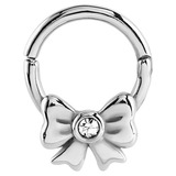 view all Steel Hinged Segment Ring with Jewelled Bow (Clicker) body jewellery