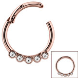 view all Steel Hinged Segment Ring with 5 Jewels (Clicker) body jewellery