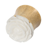 view all Organic Plug Crocodile Wood with Bone Rose (OG15) body jewellery