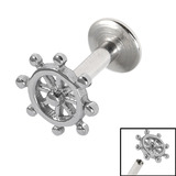 view all Titanium Internally Threaded Labrets 1.6mm - Nautical Ships Wheel body jewellery