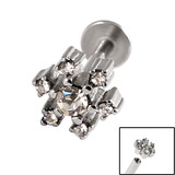 view all Titanium Internally Threaded Labrets 1.6mm - Jewelled Snowflake body jewellery