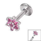 view all Titanium Internally Threaded Labrets 1.6mm - Steel Claw Set Jewelled Flower body jewellery