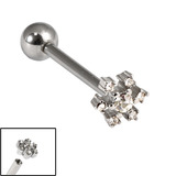 view all Titanium Internally Threaded Barbells 1.6mm - Jewelled Snowflake body jewellery