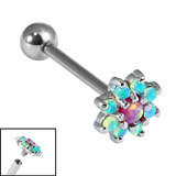 view all Titanium Internally Threaded Barbells 1.6mm - Claw Set 8 point Opal Flower body jewellery