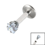 view all Titanium Internally Threaded Labrets 1.6mm - Claw Set Jewelled Star body jewellery