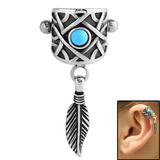 view all Surgical Steel Ear Shield - Feather Charm body jewellery