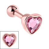 view all Rose Gold Steel Jewelled Heart Micro Bar body jewellery