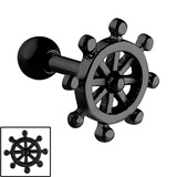 view all Black Steel Nautical Ships Wheel Micro Bar body jewellery