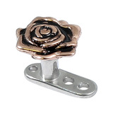 view all Titanium Dermal Anchor with Rose Gold Rose Flower body jewellery