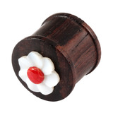 view all Organic Plug Sono Wood With Shell Flower (OG17) body jewellery