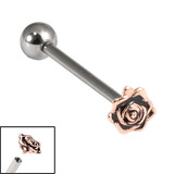 view all Titanium Internally Threaded Barbells 1.6mm - Rose Gold Steel Rose Flower body jewellery