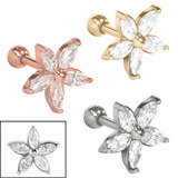 view all Steel Claw Set Jewelled Flower Micro Bar body jewellery