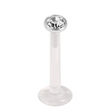 view all Bioflex Push-fit Labret with Steel Jewelled Disk (3mm Disk) body jewellery
