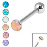 view all Titanium Internally Threaded Barbells 1.6mm - Bezel Set Opal Disk body jewellery