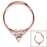 view all Steel Hinged Ring with Jewelled Geometric Triangle (Clicker) body jewellery