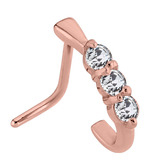 view all Rose Gold Steel Nose Stud Triple Jewelled Curl body jewellery