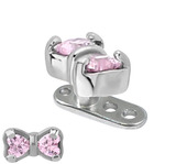 view all Titanium Dermal Anchor with Steel Jewelled Bow body jewellery
