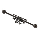 view all Black Steel Spider Web Industrial Scaffold Barbell IND27 body jewellery