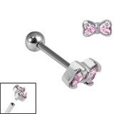 view all Titanium Internally Threaded Micro Barbells 1.2mm - Jewelled Bow body jewellery