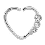 view all Steel Triple Jewelled Continuous Heart Twist Rings body jewellery