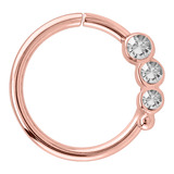 view all Rose Gold Steel Triple Jewelled Continuous Twist Rings body jewellery