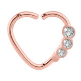view all Rose Gold Steel Triple Jewelled Continuous Heart Twist Ring body jewellery