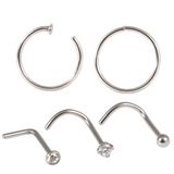view all Multipack - Steel Mixed Style Nose Piercing Set 0.8mm body jewellery