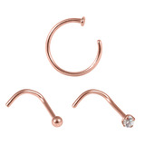 view all Multipack - Rose Gold Steel Nose Stud and Ring Set 0.8mm body jewellery