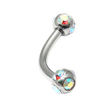 view all Steel Multi-Gem Jewelled Micro Curved Barbell 1.2mm body jewellery
