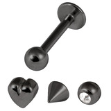 view all Multipack - Black Steel Labret and Attachments Set 1.2mm body jewellery