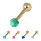 view all Zircon Steel Micro Barbell with Synthetic Opal Ball Single Ended 1.2mm gauge body jewellery